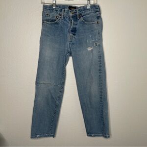 CHIMALA 100% COTTON JAPANESE DENIM LIGHT WASH CROPPED HIGH RISE JEANS SZ 26